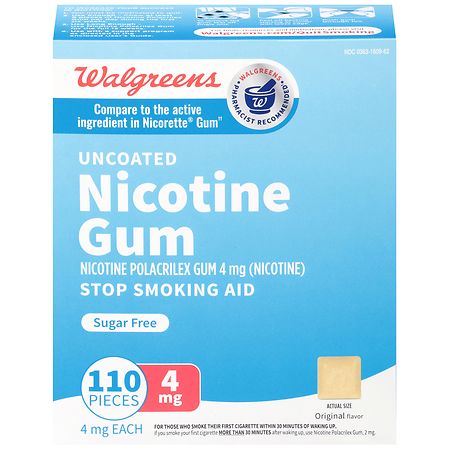 Walgreens Uncoated Nicotine Gum 4 mg Original 110