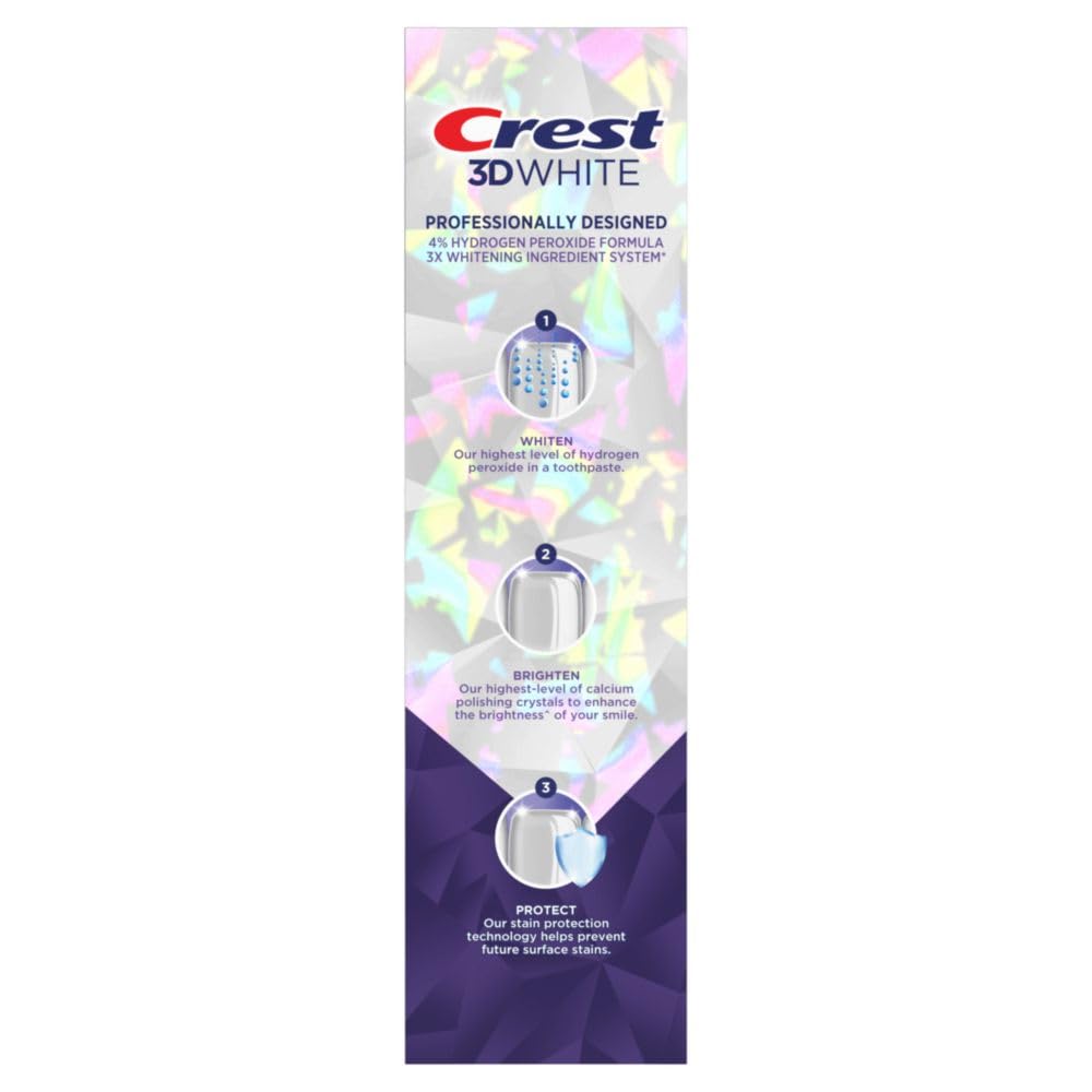 Crest 3D White Brilliance Pro Ultra White Toothpaste | 4% Hydrogen Peroxide | Anticavity Fluoride | Active Whitening Protection | 3.8 oz