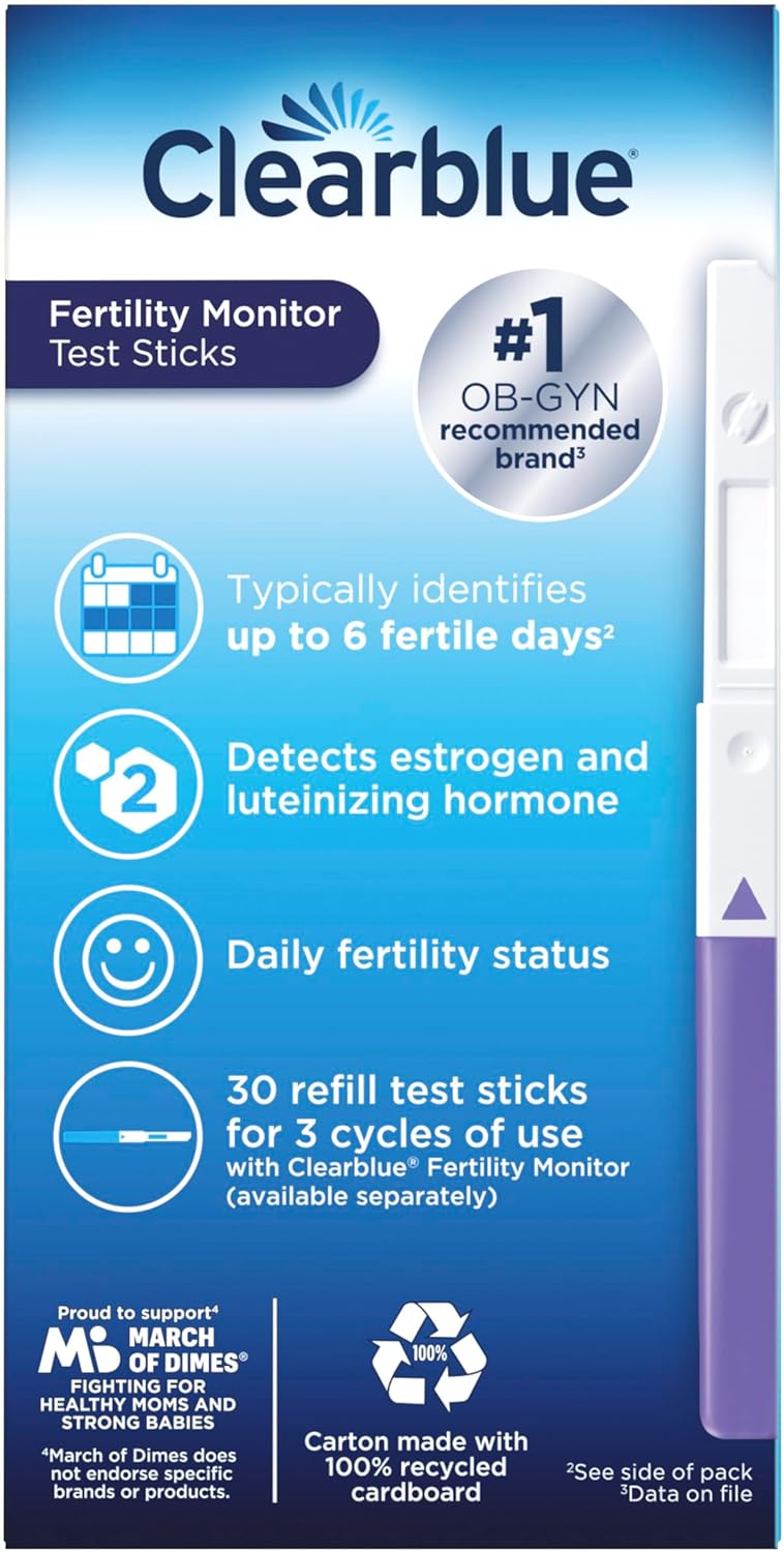Clearblue Fertility Monitor Test Sticks | 30 Count | Accurate Ovulation & Fertility Tracking Support