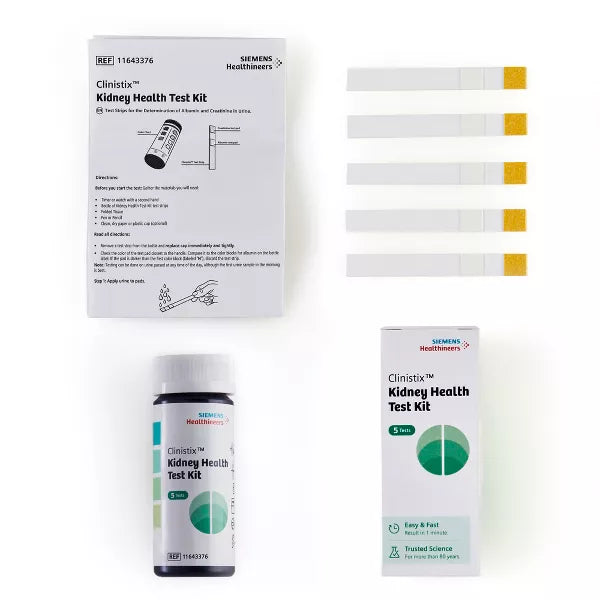 Clinistix Kidney Health Test Kit, Urine Test Strips - Easy-to-Use At-Home Testing for Albumin and Creatinine, Fast 1-Minute Results - 5 Tests