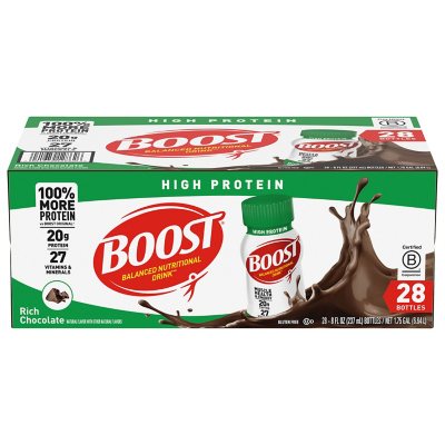 BOOST High Protein Nutritional Drink – Chocolate, 20g Protein, 8 fl. oz. Bottles (28-Pack)