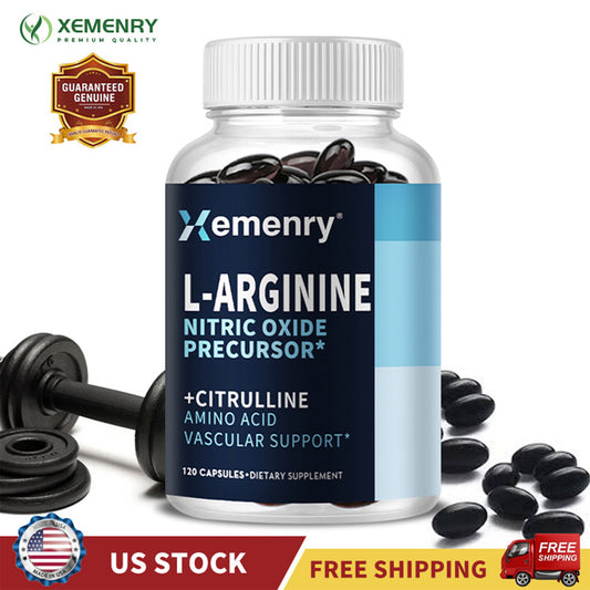 L-Arginine - Nitric Oxide Supplements, Strengthens Muscles, Improves Endurance, and Improves Blood Flow - 120 Capsules