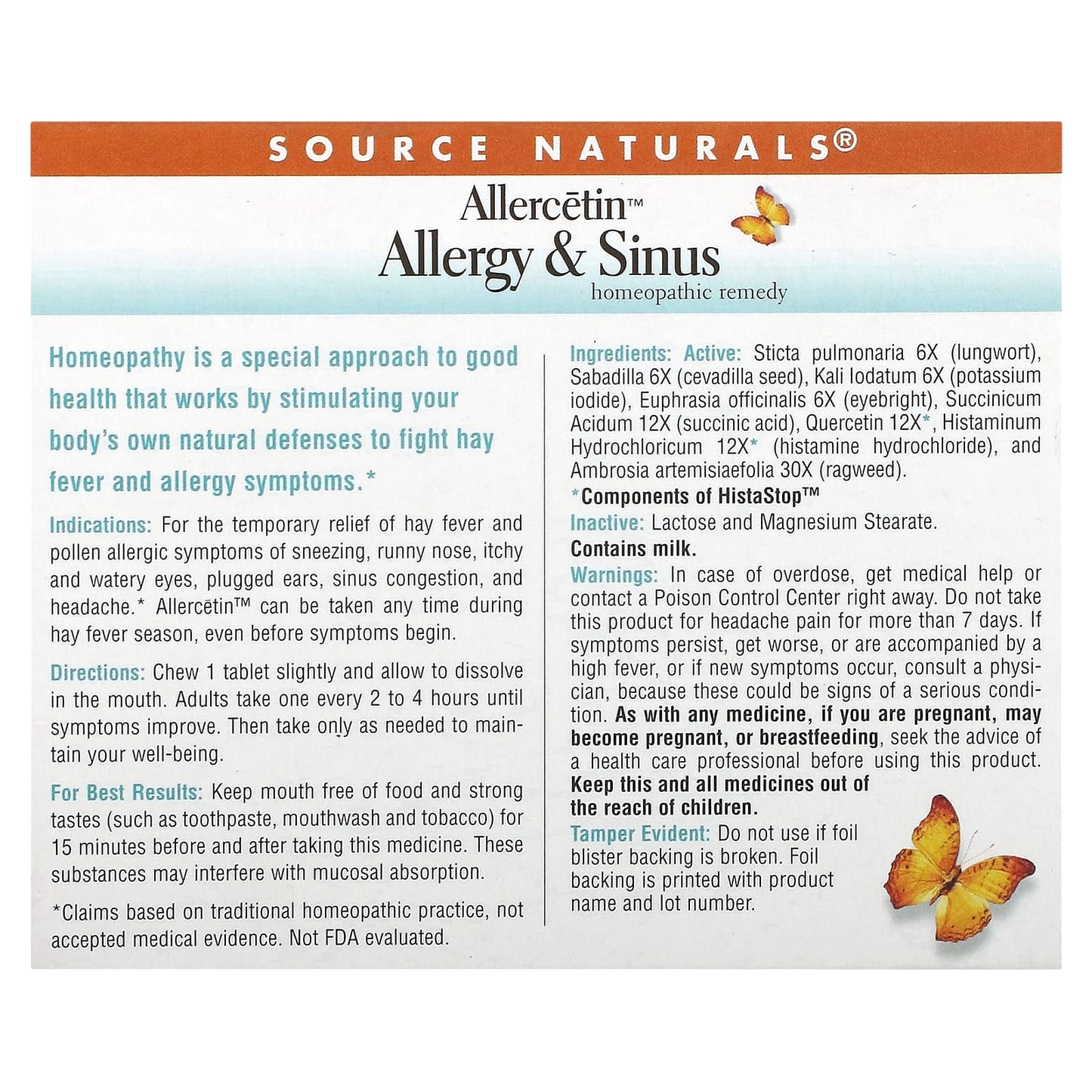 Source Naturals Allercetin, Homeopathic - 48 Tablets