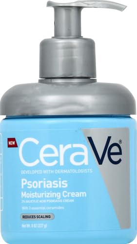 CeraVe Moisturizing Cream for Psoriasis | Salicylic Acid & Urea for Dry Skin & Itch Relief | Fragrance-Free, Allergy Tested | 8 oz