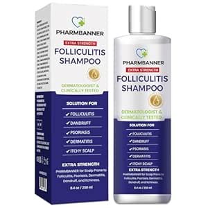 Anti-Fungal Shampoo for Folliculitis, Seborrheic Dermatitis & Scalp Psoriasis | Relieves Itchy, Dry Scalp