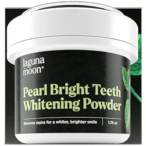 Lagunamoon Teeth Whitening Powder, 50g – Natural Stain Remover & Polish, Spearmint Flavor, Sensitive Teeth Safe Alternative to Toothpaste
