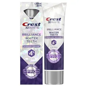 Crest 3D White Brilliance Pro Ultra White Toothpaste | 4% Hydrogen Peroxide | Anticavity Fluoride | Active Whitening Protection | 3.8 oz