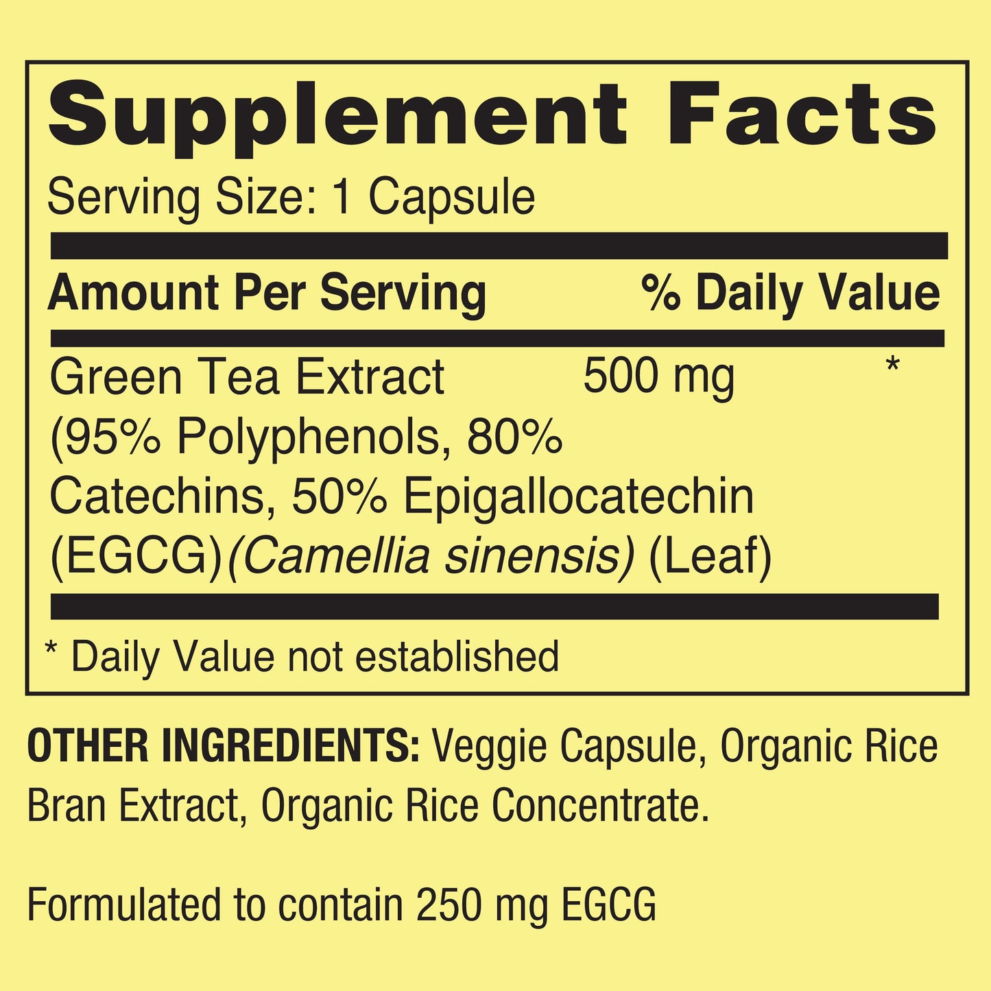Green Tea Extract Vegetarian Capsules – 500mg, 60 Count