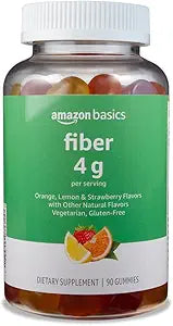Amazn Basics Fiber Gummies | Digestive Health & Regularity Support | Natural Fruit Flavors | 90 Gummies