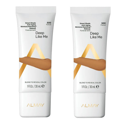 Almay Smart Shade Anti-Aging Skintone Matching Makeup – Deep Like Me 500 (Pack of 2, 48-Piece Wholesale Lot)