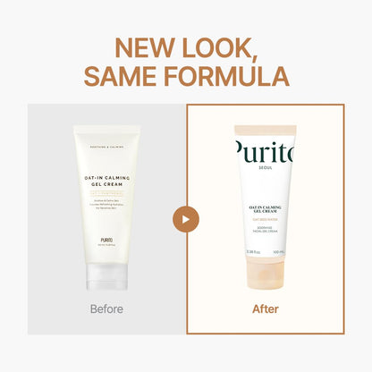 PURITO Oat-In Calming Gel Cream – 100ml Lightweight, Fragrance-Free Moisturizer for Sensitive Skin