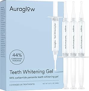 Auraglow 44% Teeth Whitening Gel Refill Pack | 44% Carbamide Peroxide | 3×5ml Syringes | Up to 30 Whitening Treatments