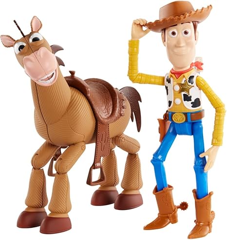 Mattel Disney Pixar Toy Story 4 Woody and Bullseye 2-Character Pack, Movie-inspired Relative-Scale for Storytelling Play