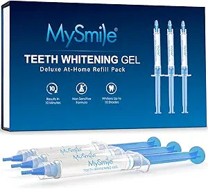 MySmile Teeth Whitening Gel Pen Refill Pack | Non-Sensitive Whitening Pens | Dental-Grade Carbamide Peroxide | Fast 10-Minute Home Whitening (3 Pack)