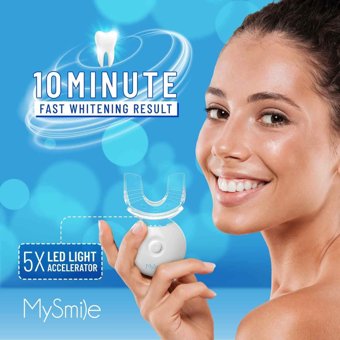 MySmile Teeth Whitening Kit with LED Light | 10-Min Fast Non-Sensitive Whitening | 3 Carbamide Peroxide Gels | Removes Coffee, Wine, Smoking & Food Stains