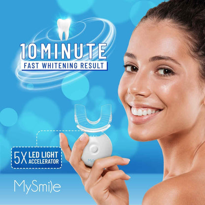 MySmile Teeth Whitening Kit with LED Light | 10-Min Fast Non-Sensitive Whitening | 3 Carbamide Peroxide Gels | Removes Coffee, Wine, Smoking & Food Stains