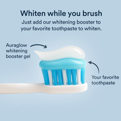 Auraglow Whitening Toothpaste Booster | 9% Hydrogen Peroxide Teeth Whitening Gel | Add to Any Toothpaste | 350+ Treatments | 6-Month Supply (2.6 oz)
