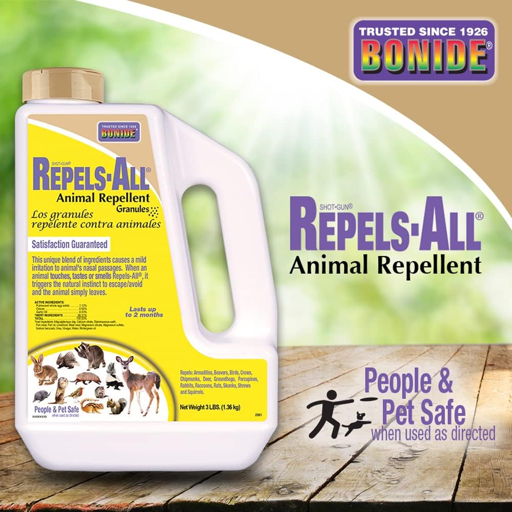 Bonide Repels-All Animal Repellent Granules – 3 lbs – All-Natural Pest Deterrent for Gardens, Lawns & Yards