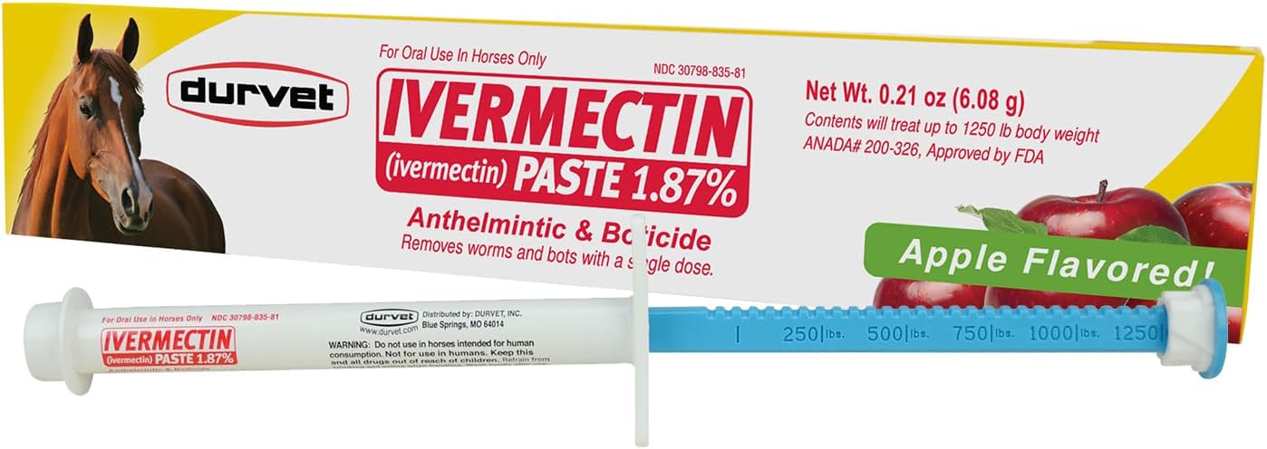 Ivermectin Paste 1.87% Horse Dewormer – 6.08g Tube – Broad-Spectrum Equine Parasite Control