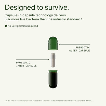 Seed DS-01 Daily Synbiotic | Prebiotic + Probiotic for Digestive, Gut & Immune Health | Bloating & Constipation Relief | Vegan, Shelf-Stable | 60 Capsules