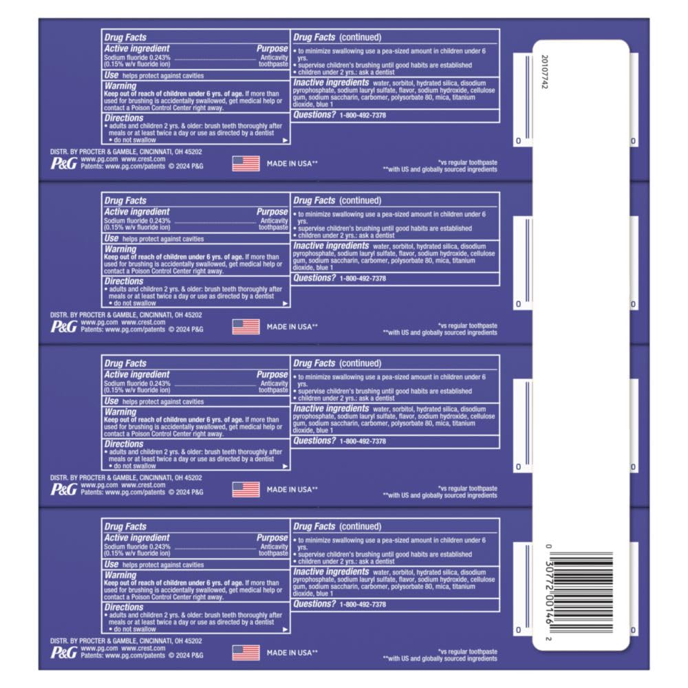 Crest 3D White Advanced Luminous Mint Toothpaste | Teeth Whitening, Enamel Strengthening & Cavity Protection | 3.7 oz, Pack of 4