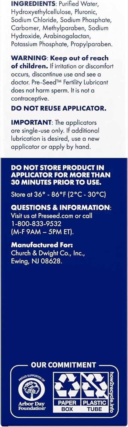 Pre-Seed Fertility Lubricant, For Use by Couples Trying to Conceive