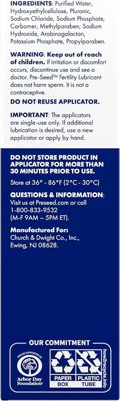 Pre-Seed Fertility Lubricant, For Use by Couples Trying to Conceive