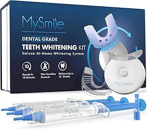 MySmile Teeth Whitening Kit with LED Light | 10-Min Fast Non-Sensitive Whitening | 3 Carbamide Peroxide Gels | Removes Coffee, Wine, Smoking & Food Stains