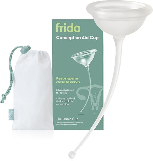 Frida Fertility Conception Aid Cup, Keeps Sperm Close to Cervix, Natural Pregnancy Support for Family Planning, Soft Flexible Silicone, Reusable Conception Cup and Storage Bag