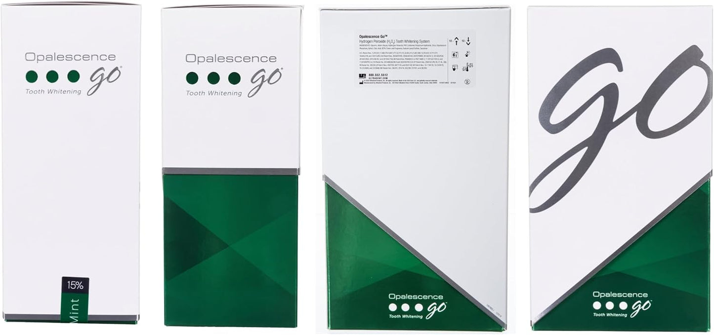 Opalescence Go 15% Prefilled Teeth Whitening Trays | Mint | Ready-to-Use Whitening Kit | 10 Professional Treatments | Made by Ultradent