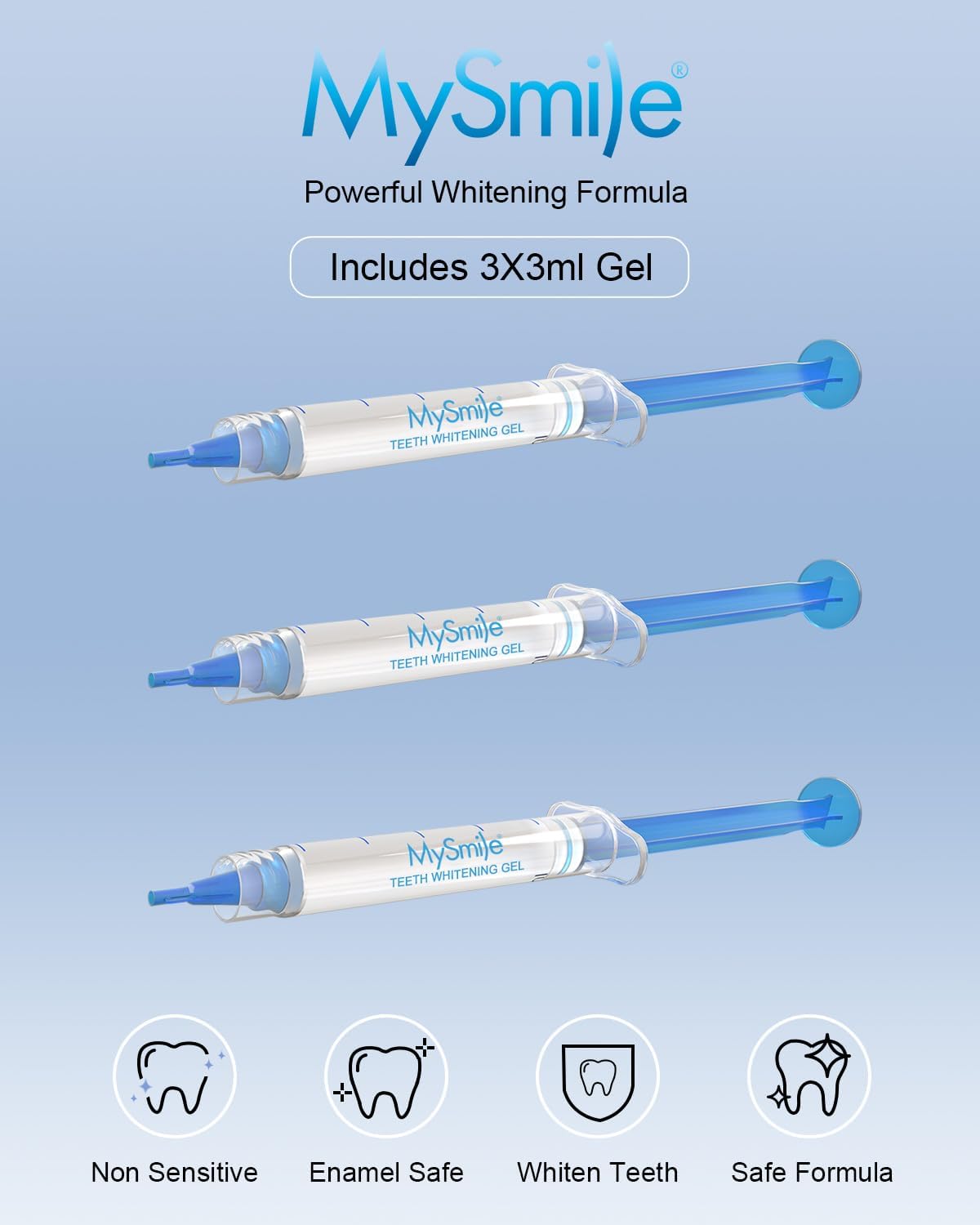 MySmile Teeth Whitening Gel Pen Refill Pack | Non-Sensitive Whitening Pens | Dental-Grade Carbamide Peroxide | Fast 10-Minute Home Whitening (3 Pack)