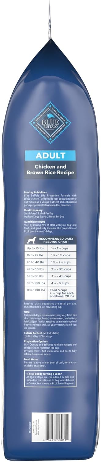 Blue Buffalo Life Protection Formula Adult Dog Food – Chicken & Brown Rice Recipe – 30 lb Bag