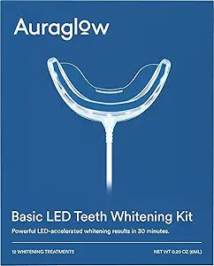 Auraglow Teeth Whitening Kit with Wired LED Light | 35% Carbamide Peroxide Gel | 12 Treatments | Whitens Up to 10 Shades in 7 Days