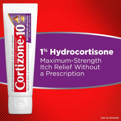 Cortizone-10 Maximum Strength Itch Relief Cream | 1% Hydrocortisone | Fast-Acting Anti-Itch for Rash, Eczema, Psoriasis & Bug Bites | 1 oz