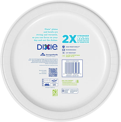 Dixie 10-Inch Large Disposable Paper Plates – 204 Count, 2X Stronger, Microwave-Safe