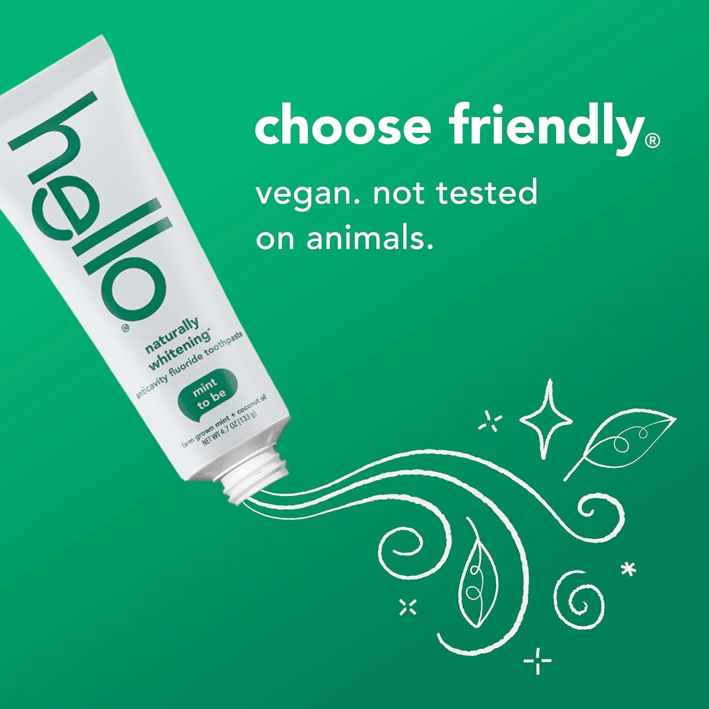 Hello Naturally Whitening Fluoride Toothpaste | Coconut & Tea Tree Oil | Mint Fresh Breath & Cavity Protection | 4.7 oz, 3-Pack