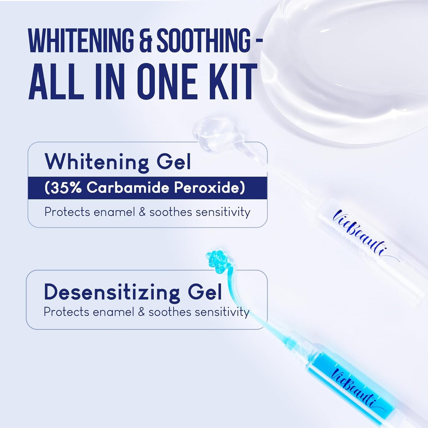 VieBeauti Teeth Whitening Kit for Sensitive Teeth | LED Light | 35% Carbamide Peroxide Gel | Remineralizing Gel | Fast Mint Whitening