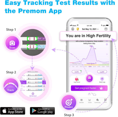 Easy@Home Ovulation Test Strips | Fertility Predictor Kit with Premom App | 25 LH Strips for Accurate Ovulation Tracking