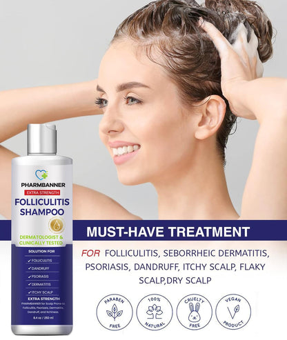 Anti-Fungal Shampoo for Folliculitis, Seborrheic Dermatitis & Scalp Psoriasis | Relieves Itchy, Dry Scalp