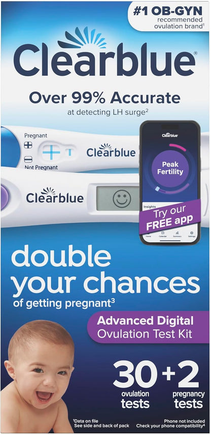Clearblue Advanced Digital Ovulation Test Kit | 32 Tests | Accurate Fertility & Ovulation Tracking for Women