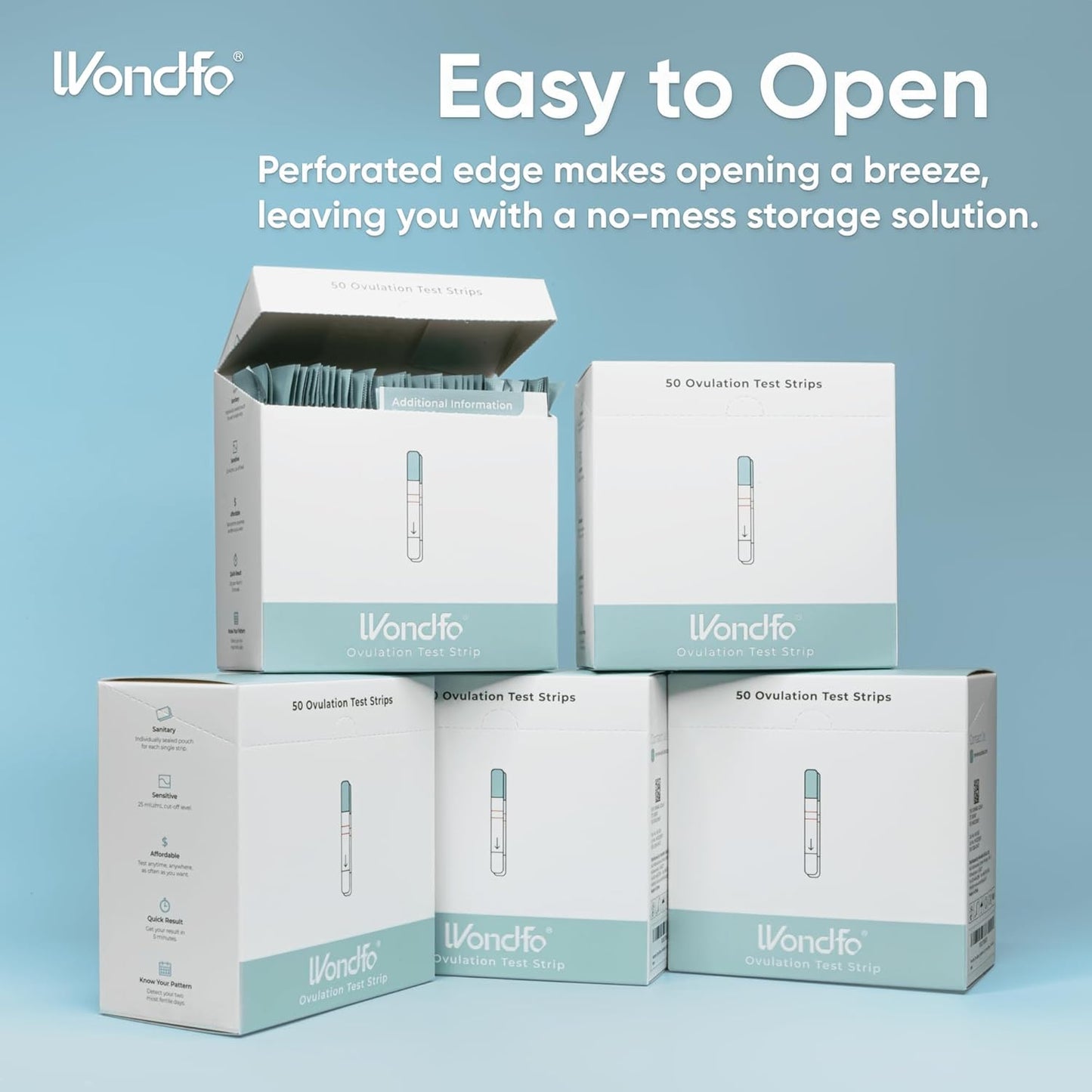 Wondfo Ovulation Test Strips | 50 LH Strips for Fertility & Pregnancy Planning | Fast, Sensitive Ovulation Detection at Home