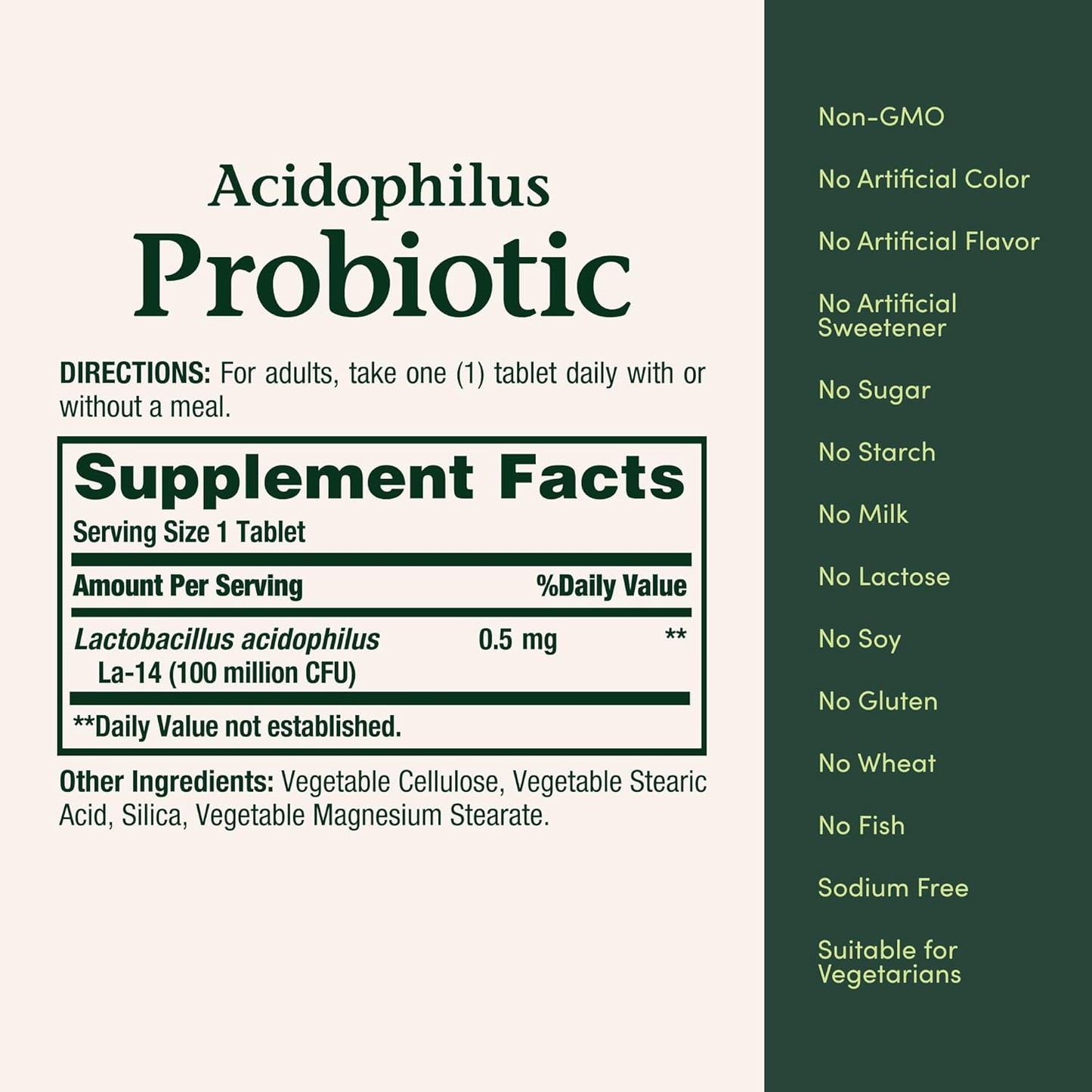 Nature's Bounty Acidophilus Probiotic | Daily Digestive Health Support | 100 Million Organisms | Vegetarian Formula | 120 Tablets