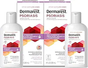 Dermarest Psoriasis Medicated Shampoo & Conditioner | Unscented, Dermatologist Tested | 8 fl oz (Pack of 2)