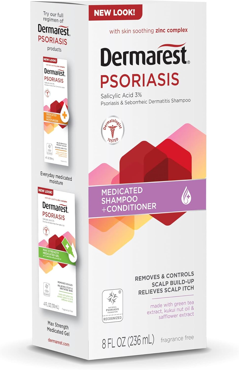Dermarest Psoriasis Medicated Shampoo & Conditioner | Unscented, Dermatologist Tested | 8 fl oz (Pack of 2)
