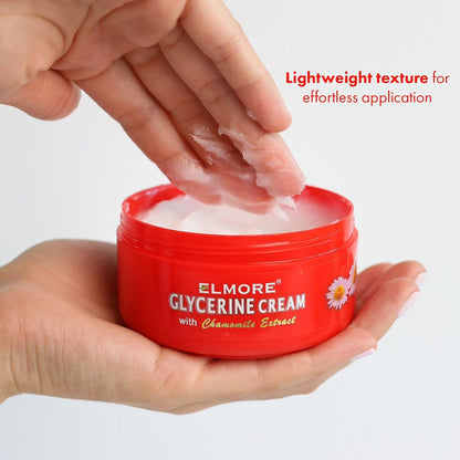 ELMORE Daily Moisturizing Cream for Dry Skin, Advanced Dry Skin Cream Moisturizer for Body, Hands and Feet, Chamomile Infused 42% Pure Glycerine Cream - Non Greasy, Fragrance Free Thick Moisturizer
