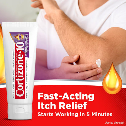 Cortizone-10 Maximum Strength Itch Relief Cream | 1% Hydrocortisone | Fast-Acting Anti-Itch for Rash, Eczema, Psoriasis & Bug Bites | 2 oz