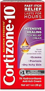 Cortizone-10 Maximum Strength Itch Relief Cream | 1% Hydrocortisone | Fast-Acting Anti-Itch for Rash, Eczema, Psoriasis & Bug Bites | 1 oz