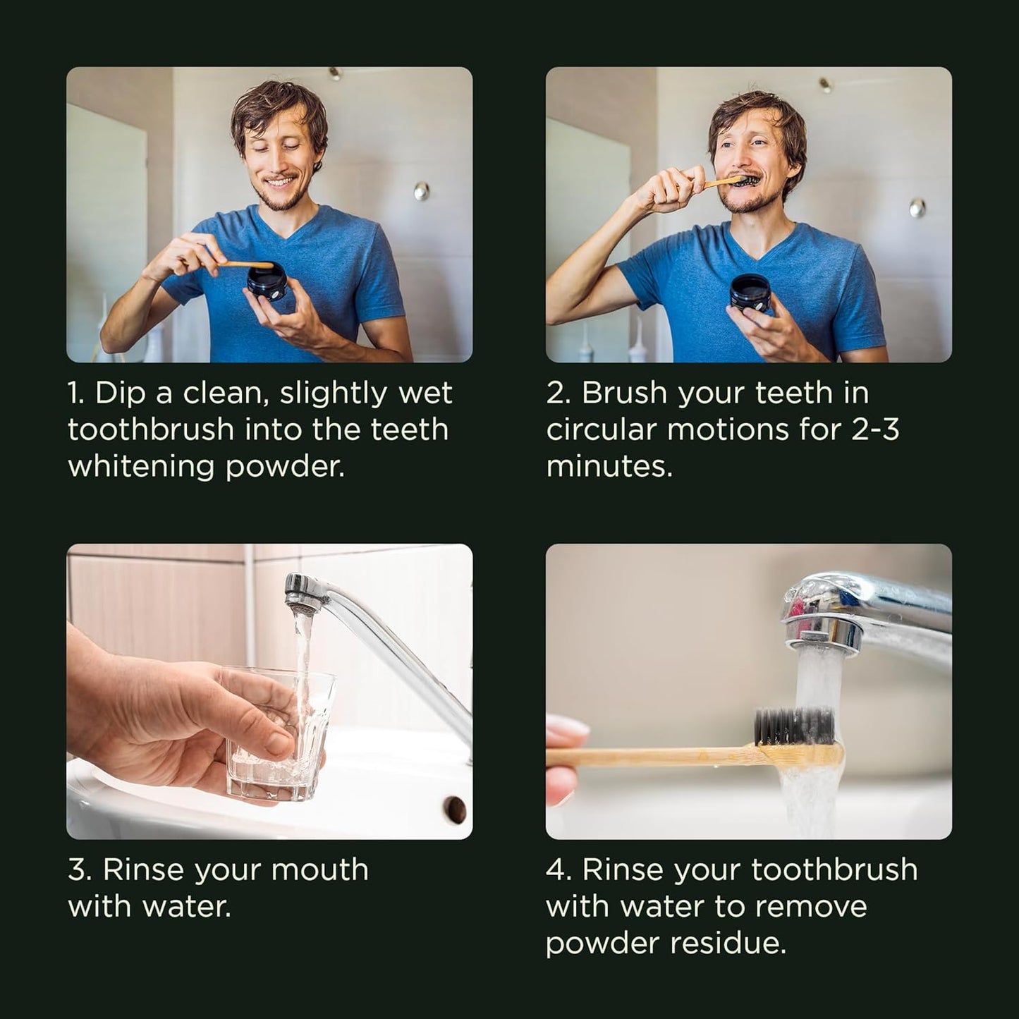 Lagunamoon Activated Charcoal Teeth Whitening Powder – 50g, Natural Coconut Charcoal, Safe on Gums & Enamel, Stain Remover