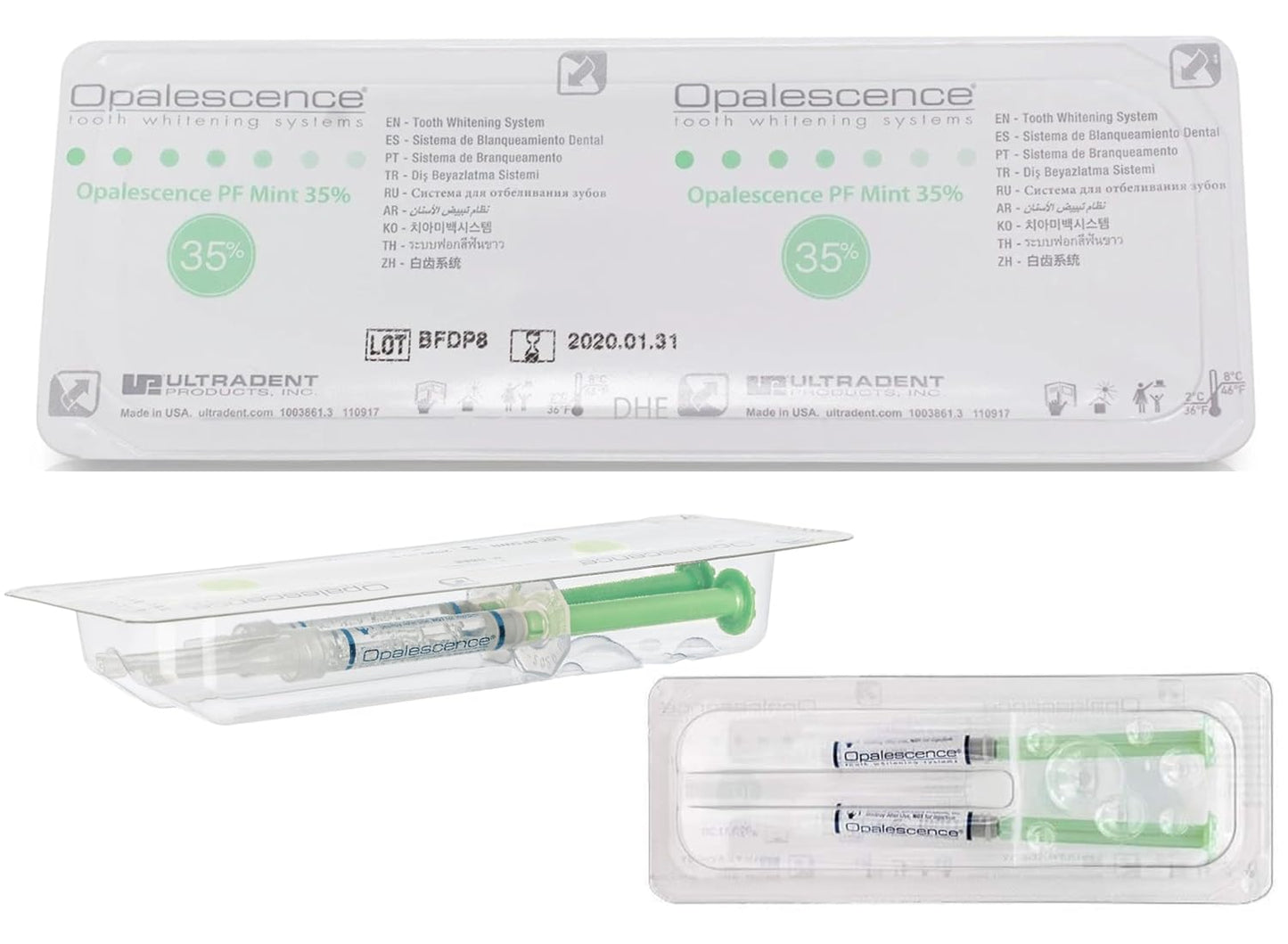 Opalescence 35% CP Mint Teeth Whitening Gel | Refill Kit with 4 Syringes | Professional Carbamide Peroxide Whitening by Ultradent