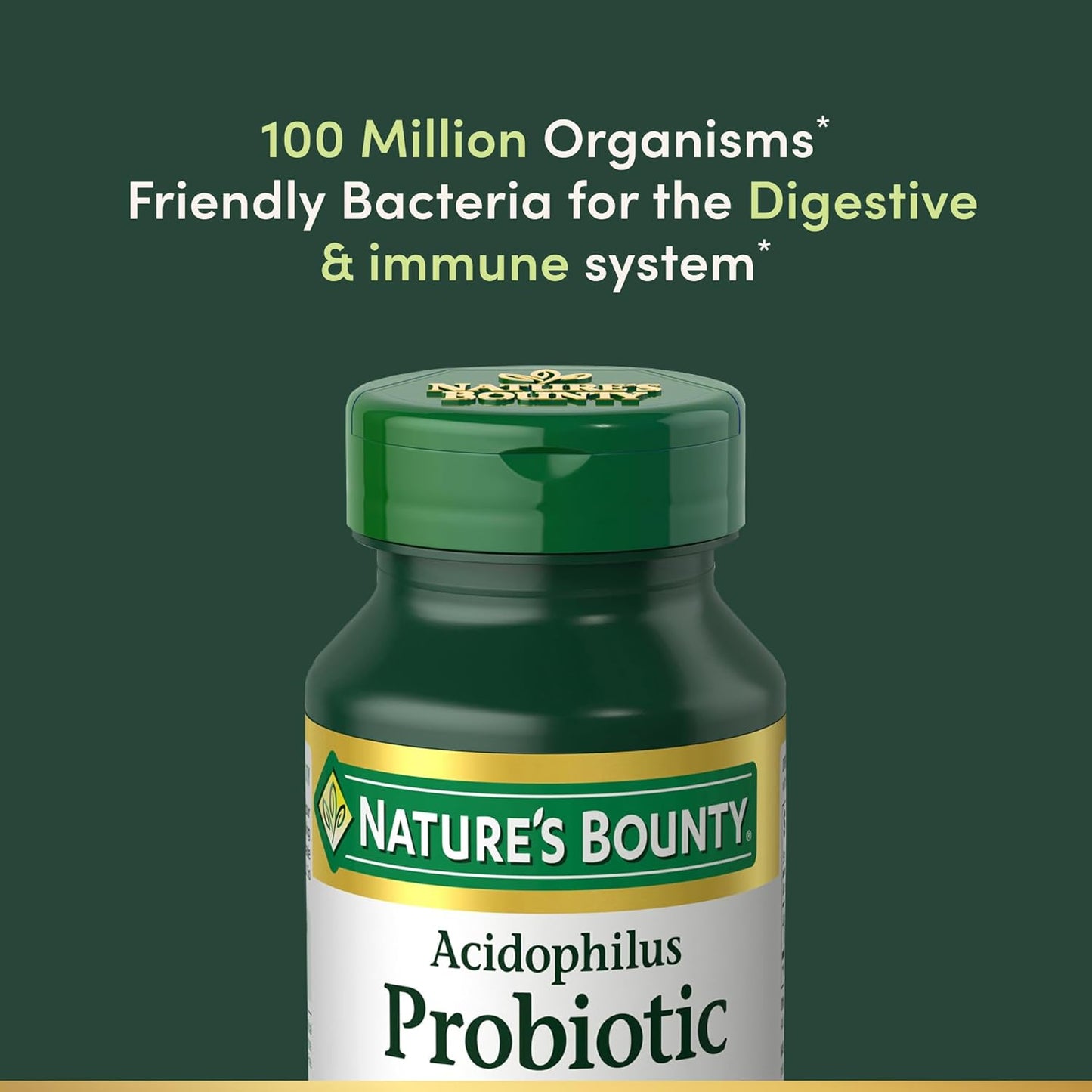 Nature's Bounty Acidophilus Probiotic | Daily Digestive Health Support | 100 Million Organisms | Vegetarian Formula | 120 Tablets